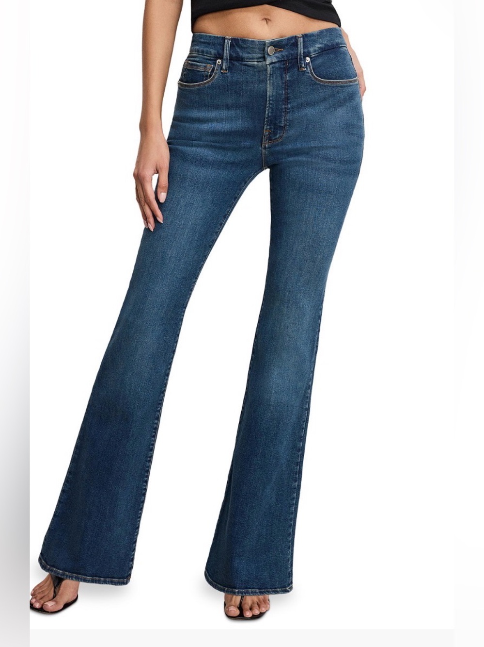 Good American Women's Dark Blue Flared Jeans